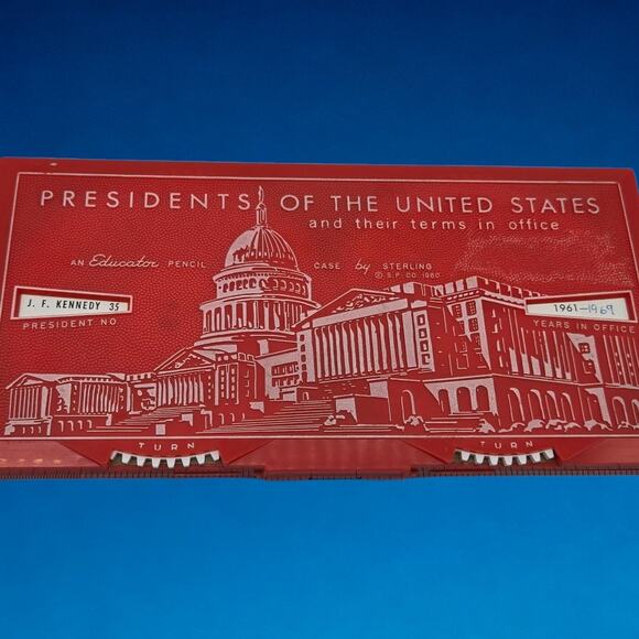 1960 Sterling US Presidents 1-35 Terms in Office Vintage Educational Pencil Case - Picture 4 of 14